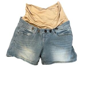 MATERNITY PARASUCO Striped Stretch Casual Denim Mini Short XS